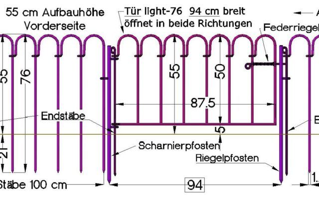 Teichzaun light-76 – 55 cm Aufbauhöhe