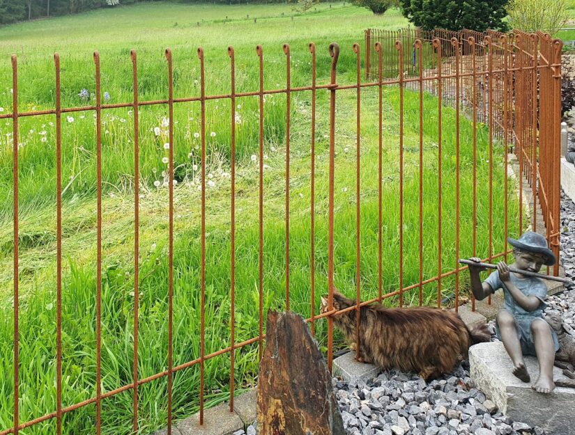 Eine Katze passt noch problemlos durch den Zaun.