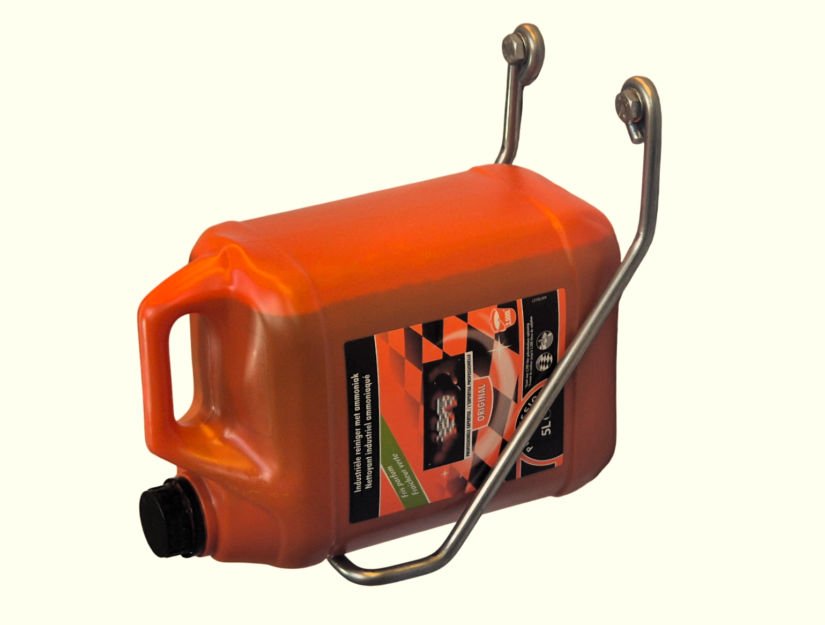 Kanisterhalter klein SCHMAL mit einem liegenden 5 Liter Kanister.