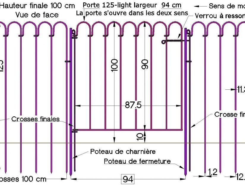 Intégration de la porte à la clôture étang light.