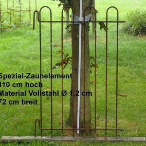 Spezial-Zaunelement, aus Vollstahl Ø 1,2 cm, 110 cm hoch, 72 cm breit
