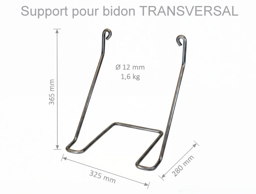 Le support pour bidon TRANSVERSAL avec une largeur intérieure de 300 mm.